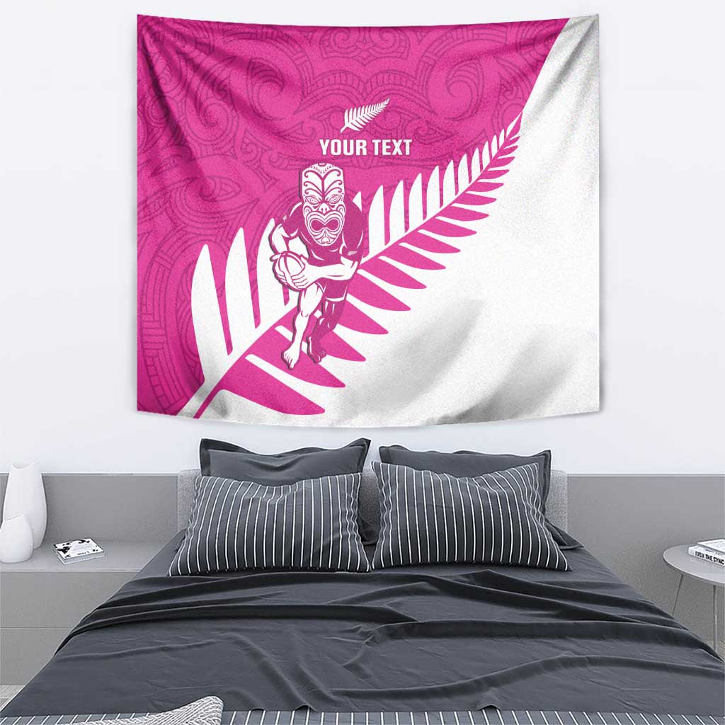 New Zealand Silver Fern Rugby Custom Tapestry Go All Black Maori Pink Version