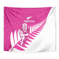 New Zealand Silver Fern Rugby Custom Tapestry Go All Black Maori Pink Version