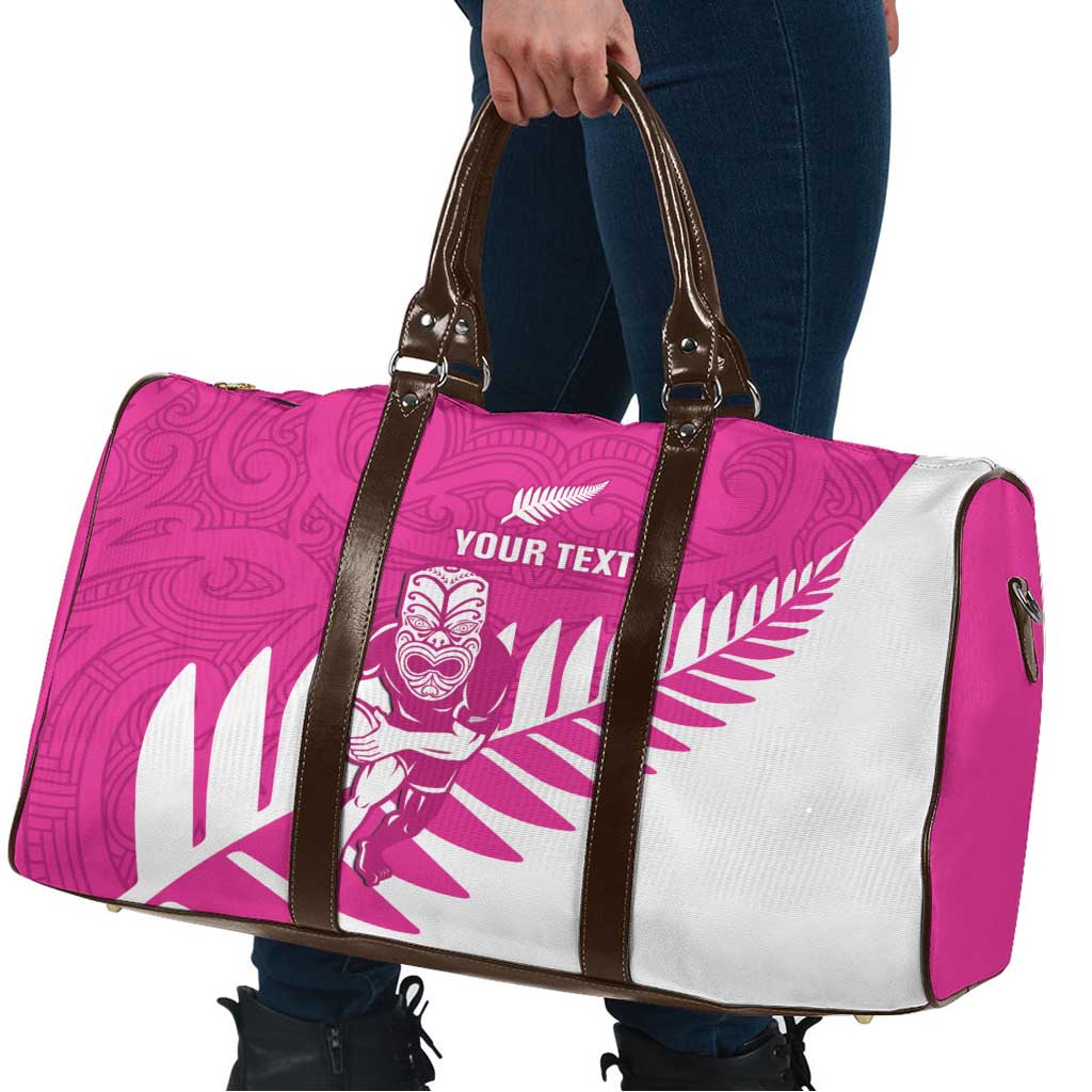 New Zealand Silver Fern Rugby Custom Travel Bag Go All Black Maori Pink Version - Polynesian Pride