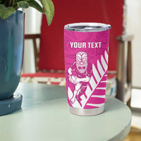 New Zealand Silver Fern Rugby Custom Tumbler Cup Go All Black Maori Pink Version