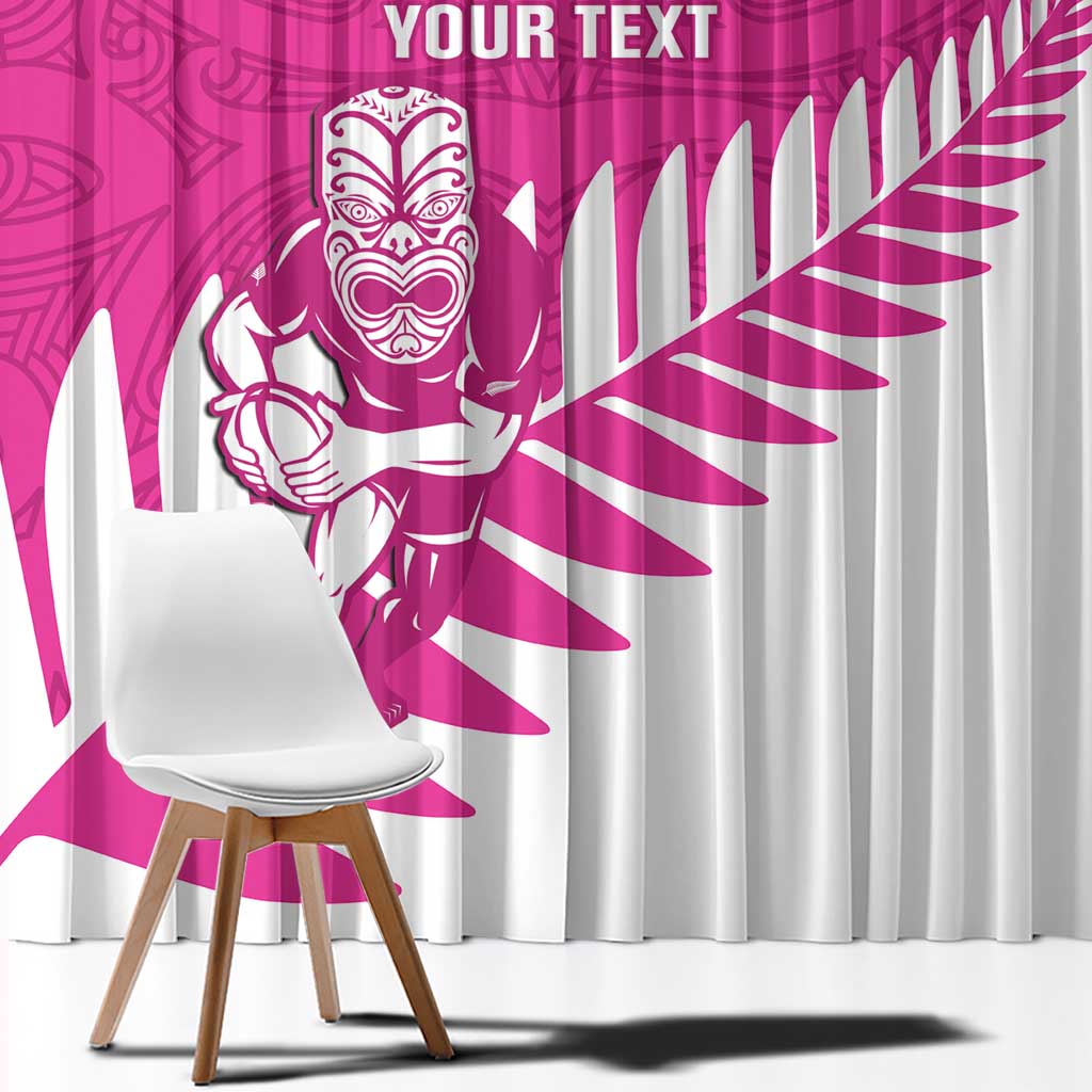 New Zealand Silver Fern Rugby Custom Window Curtain Go All Black Maori Pink Version