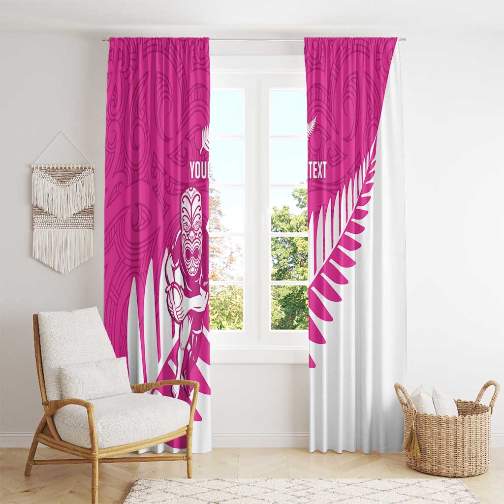New Zealand Silver Fern Rugby Custom Window Curtain Go All Black Maori Pink Version