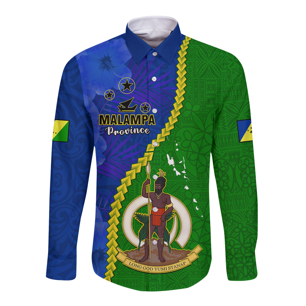 Personalised Vanuatu Malampa Province Long Sleeve Button Shirt Turtle Sand Drawing Unique Tapa Pattern LT14 Unisex Green - Polynesian Pride