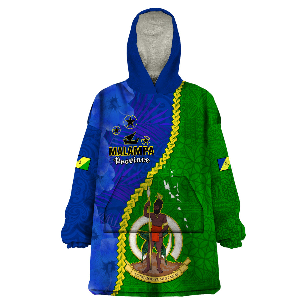 Personalised Vanuatu Malampa Province Wearable Blanket Hoodie Turtle Sand Drawing Unique Tapa Pattern LT14 One Size Green - Polynesian Pride