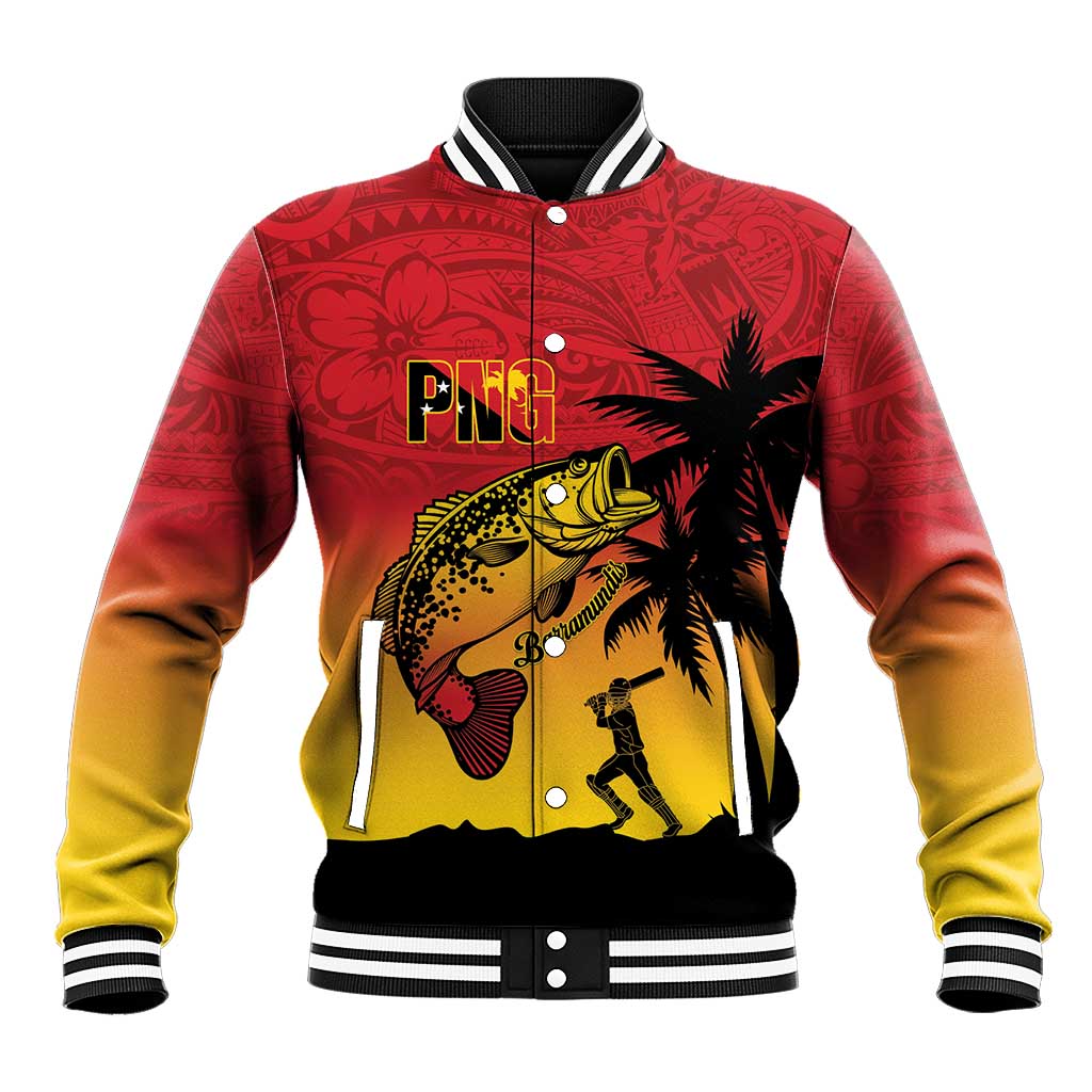 Custom Papua New Guinea Cricket Baseball Jacket PNG Barramundis LT14 Unisex Red - Polynesian Pride