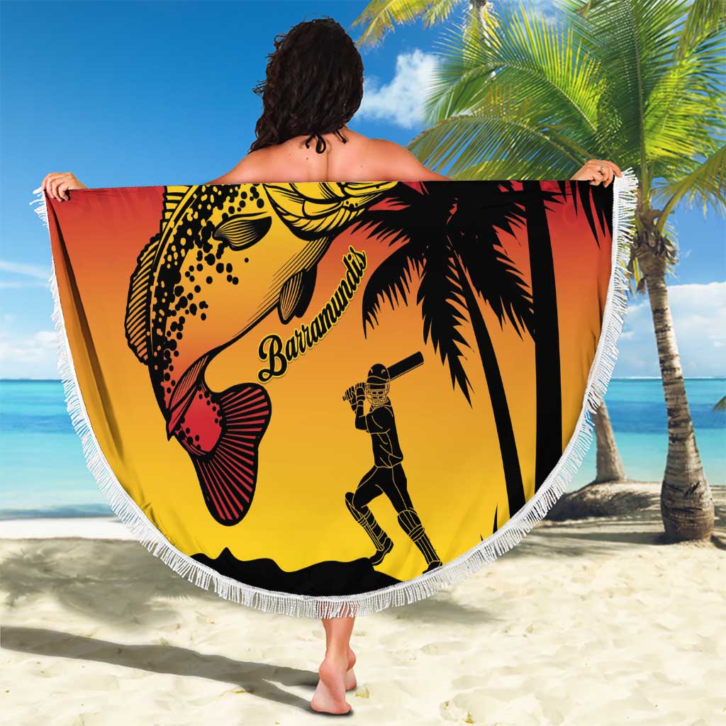 Custom Papua New Guinea Cricket Beach Blanket PNG Barramundis LT14 - Polynesian Pride