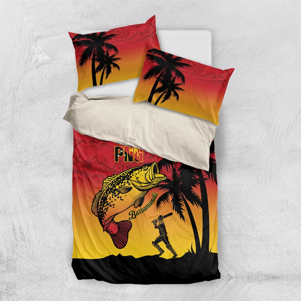 Custom Papua New Guinea Cricket Bedding Set PNG Barramundis - Polynesian Pride