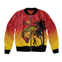 Custom Papua New Guinea Cricket Bomber Jacket PNG Barramundis - Polynesian Pride