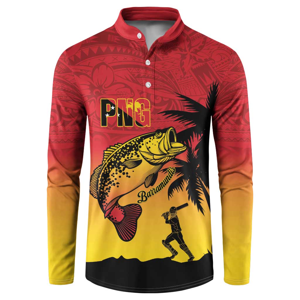 Custom Papua New Guinea Cricket Button Sweatshirt PNG Barramundis LT14 Red - Polynesian Pride