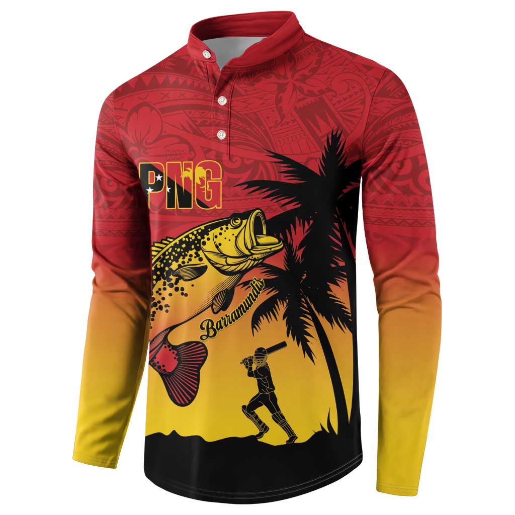 Custom Papua New Guinea Cricket Button Sweatshirt PNG Barramundis LT14 - Polynesian Pride
