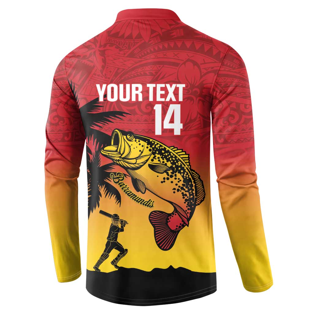 Custom Papua New Guinea Cricket Button Sweatshirt PNG Barramundis LT14 - Polynesian Pride
