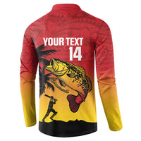 Custom Papua New Guinea Cricket Button Sweatshirt PNG Barramundis LT14 - Polynesian Pride