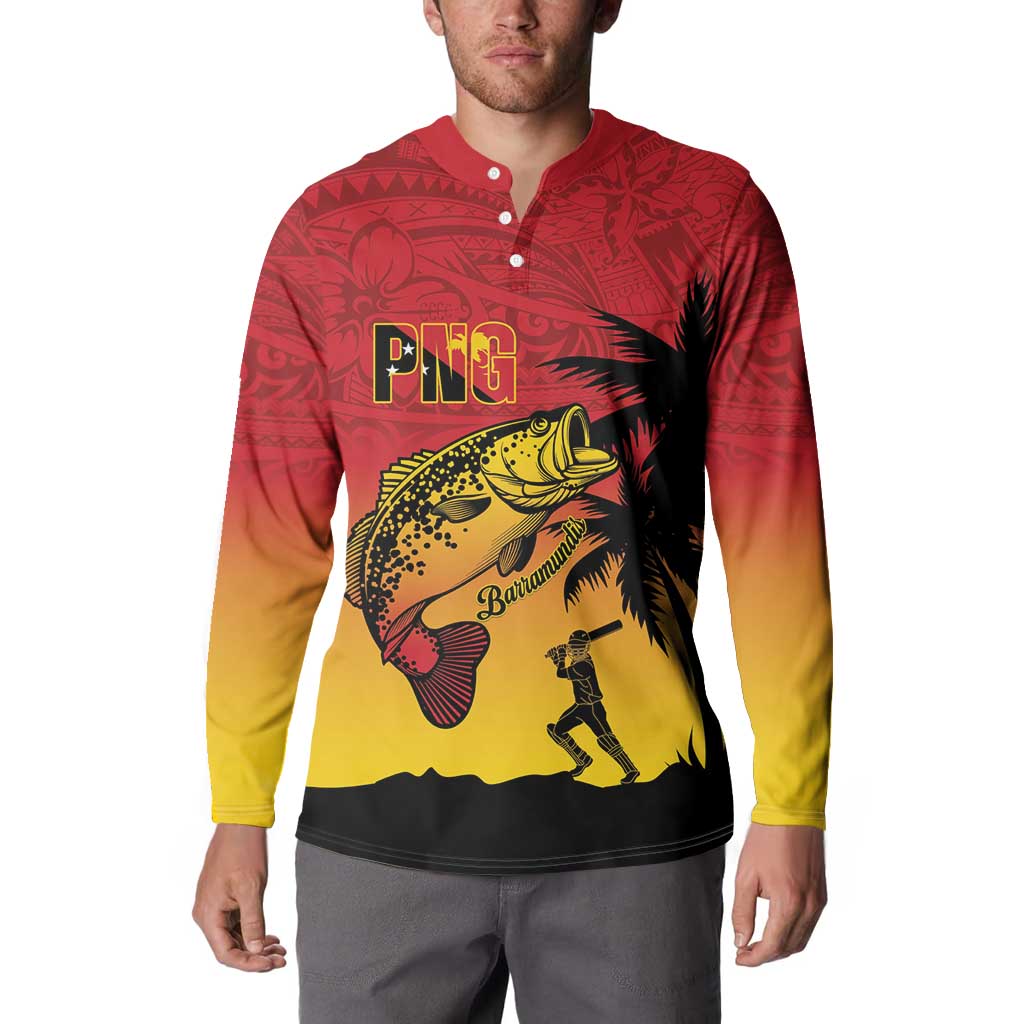 Custom Papua New Guinea Cricket Button Sweatshirt PNG Barramundis LT14 - Polynesian Pride