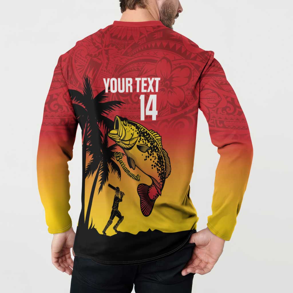 Custom Papua New Guinea Cricket Button Sweatshirt PNG Barramundis LT14 - Polynesian Pride