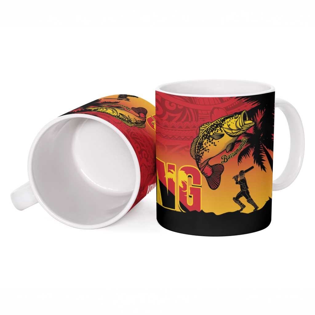 Custom Papua New Guinea Cricket Ceramic Mug PNG Barramundis - Polynesian Pride