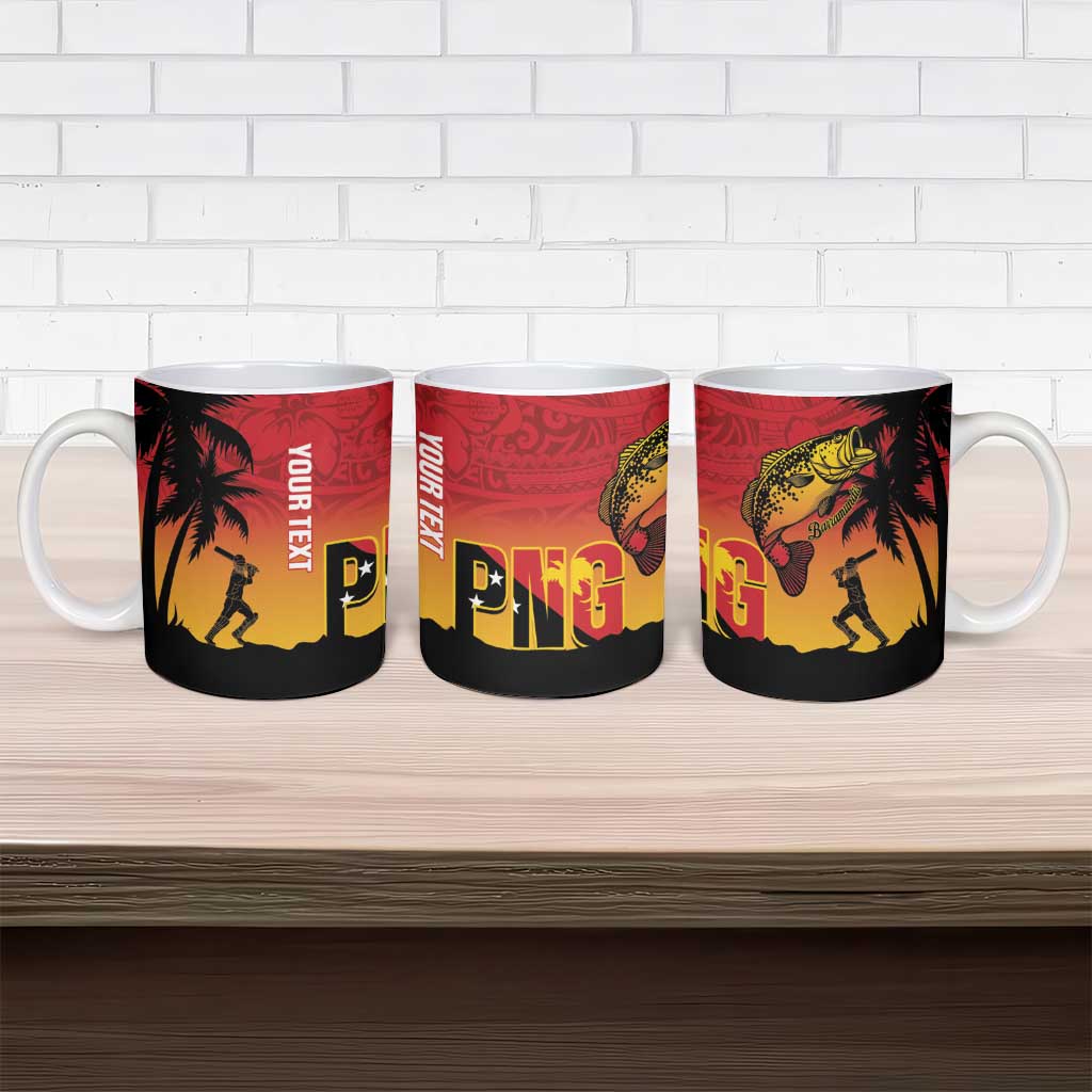 Custom Papua New Guinea Cricket Ceramic Mug PNG Barramundis - Polynesian Pride