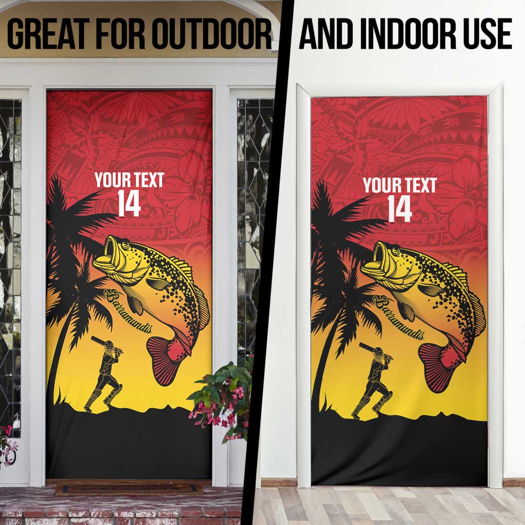 Custom Papua New Guinea Cricket Door Cover PNG Barramundis - Polynesian Pride