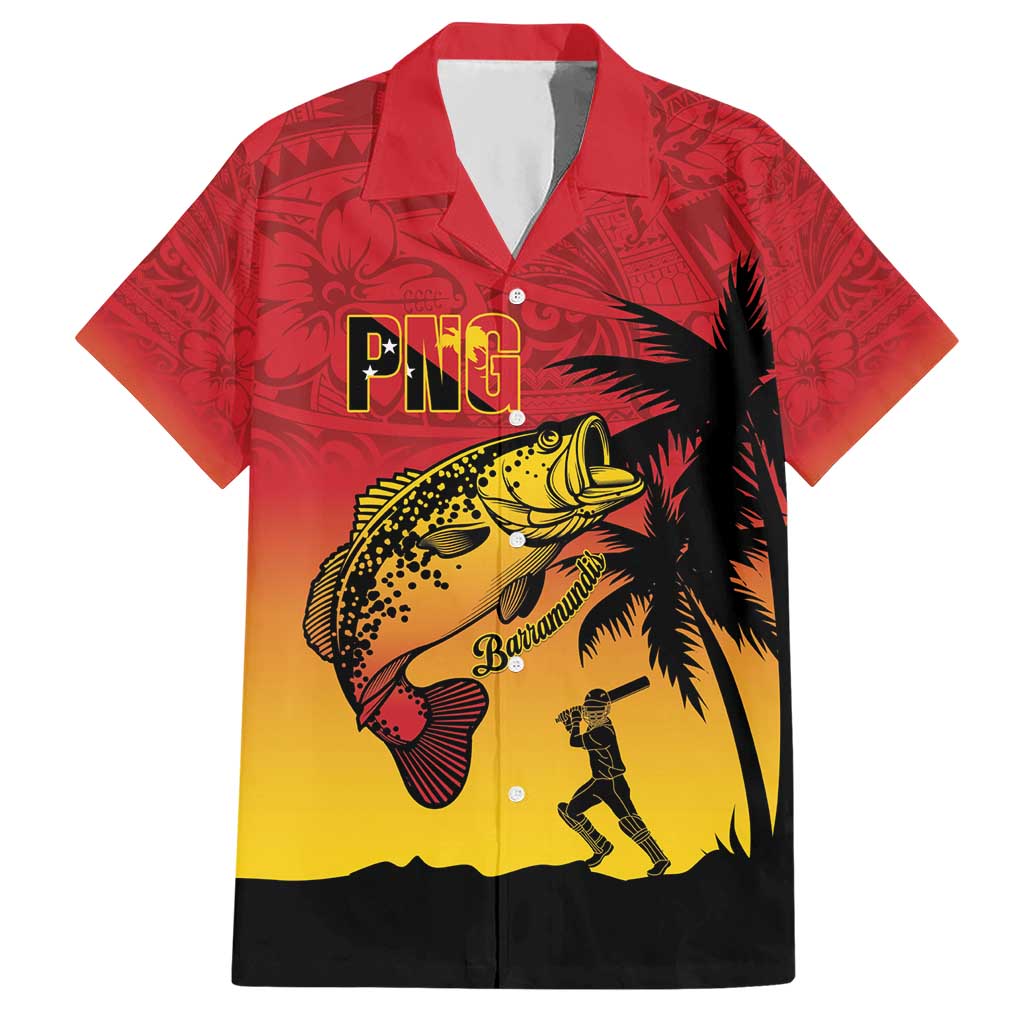 Custom Papua New Guinea Cricket Hawaiian Shirt PNG Barramundis LT14 Red - Polynesian Pride