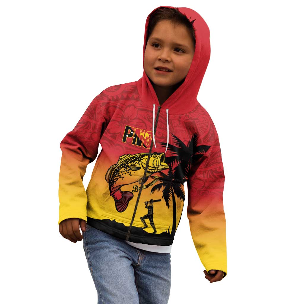 Custom Papua New Guinea Cricket Kid Hoodie PNG Barramundis - Polynesian Pride