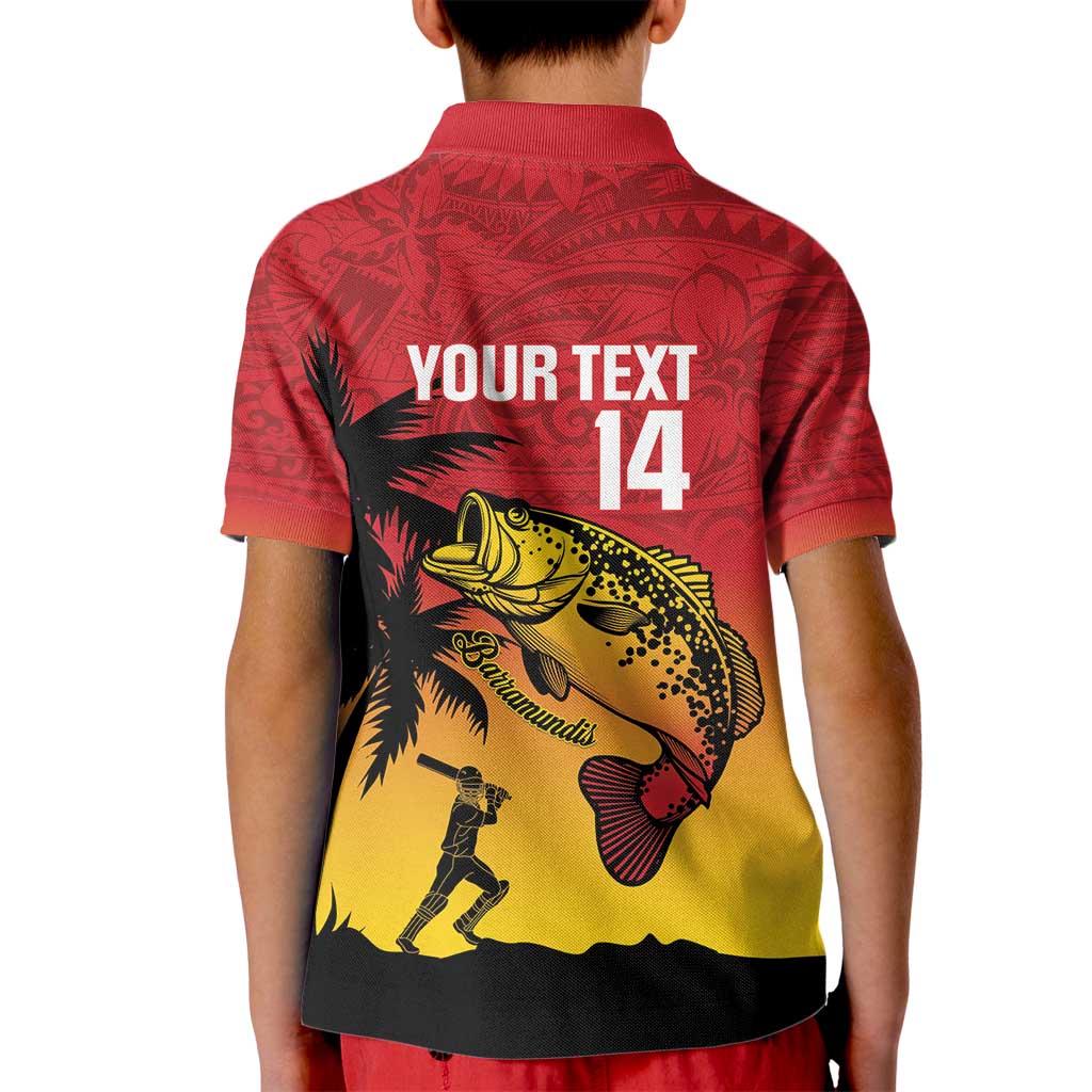 Custom Papua New Guinea Cricket Kid Polo Shirt PNG Barramundis - Polynesian Pride