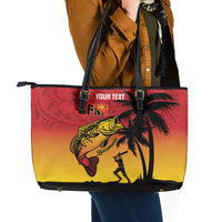 Custom Papua New Guinea Cricket Leather Tote Bag PNG Barramundis - Polynesian Pride