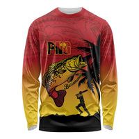 Custom Papua New Guinea Cricket Long Sleeve Shirt PNG Barramundis LT14 Unisex Red - Polynesian Pride