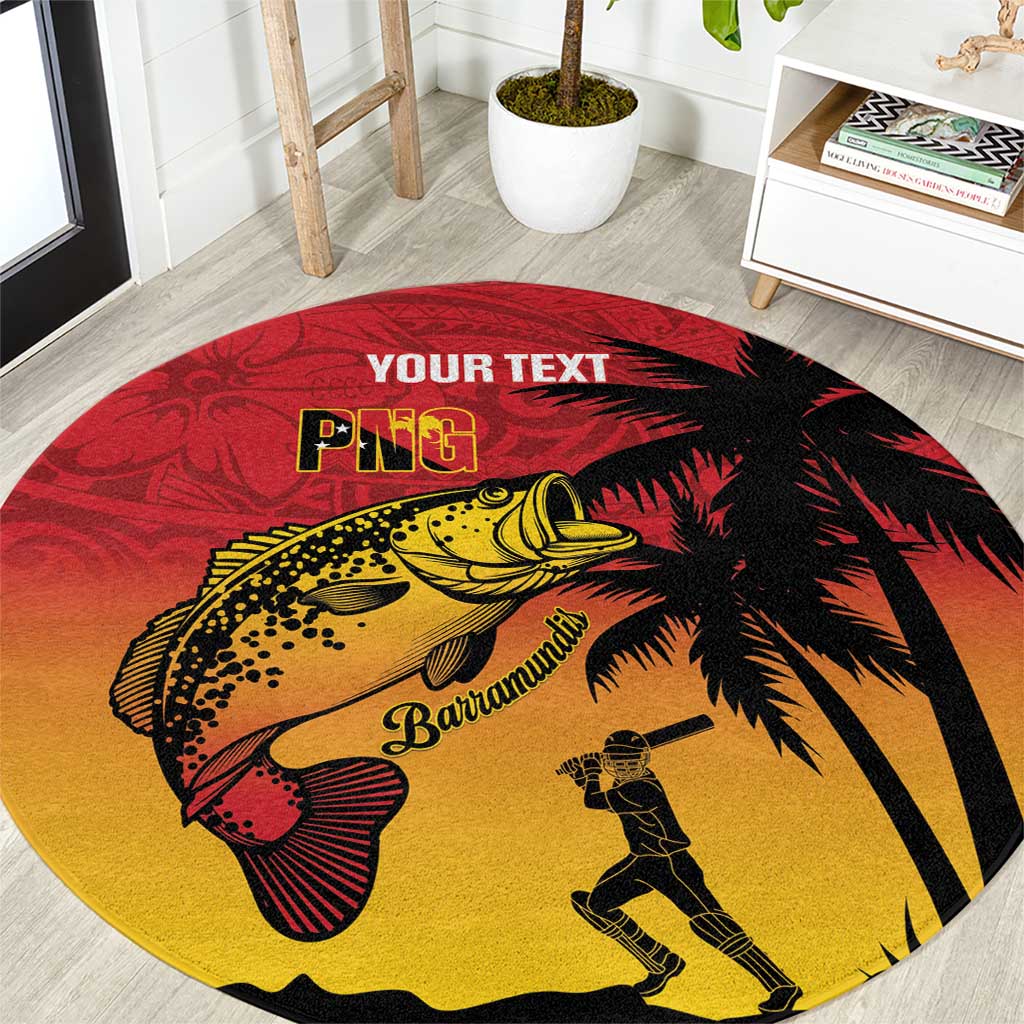 Custom Papua New Guinea Cricket Round Carpet PNG Barramundis - Polynesian Pride