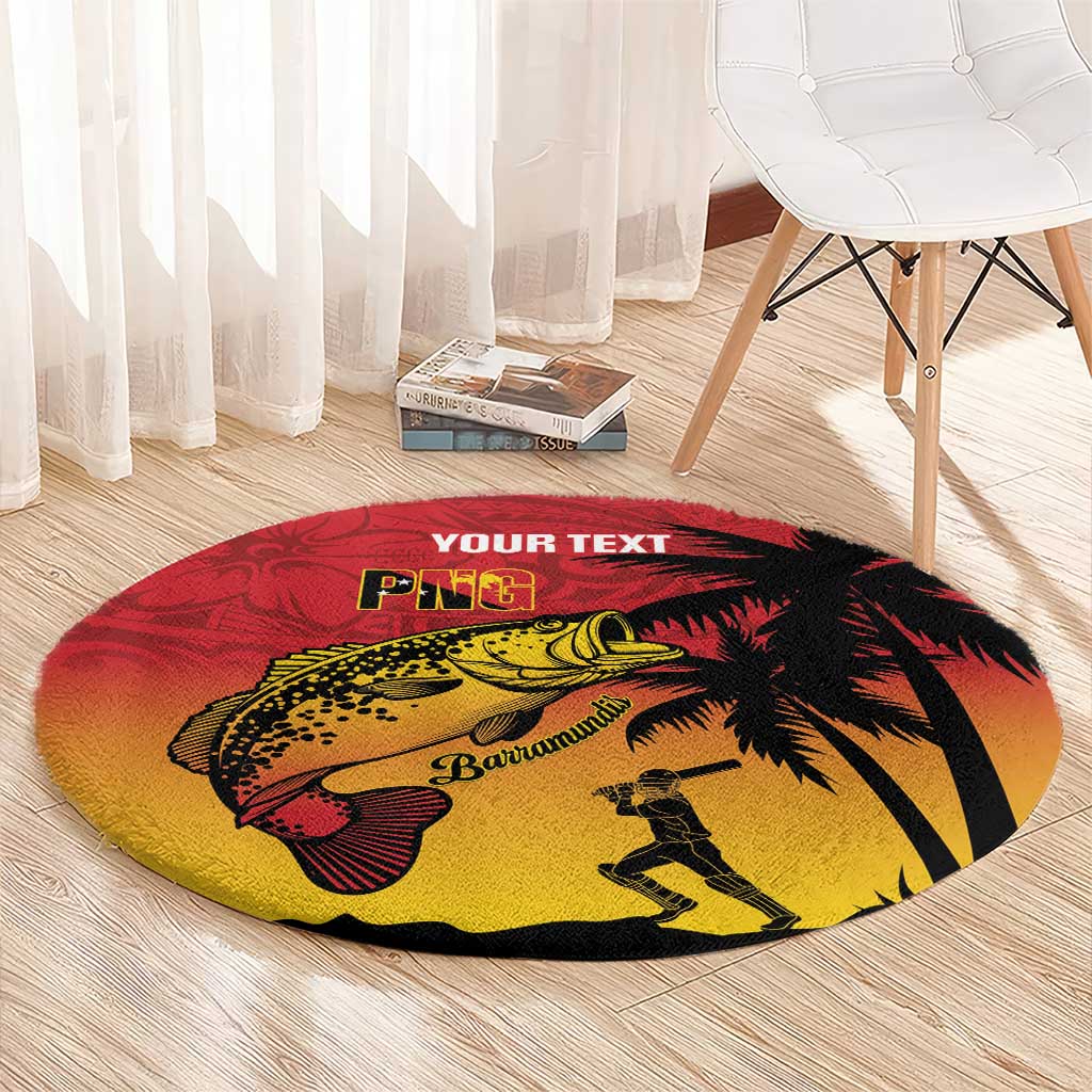 Custom Papua New Guinea Cricket Round Carpet PNG Barramundis - Polynesian Pride