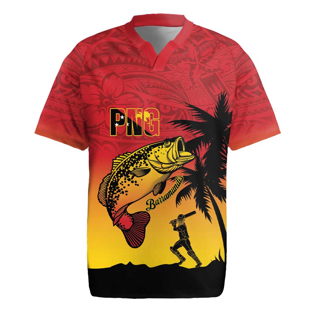 Custom Papua New Guinea Cricket Rugby Jersey PNG Barramundis LT14 Red - Polynesian Pride