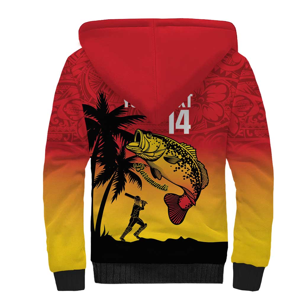 Custom Papua New Guinea Cricket Sherpa Hoodie PNG Barramundis LT14 - Polynesian Pride