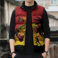Custom Papua New Guinea Cricket Sleeveless Puffer Jacket PNG Barramundis - Polynesian Pride