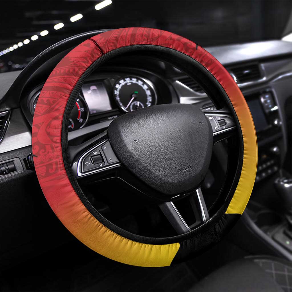 Papua New Guinea Cricket Steering Wheel Cover PNG Barramundis LT14 Universal Fit Red - Polynesian Pride