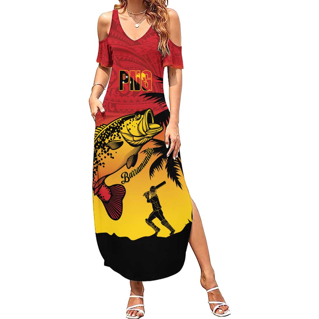 Custom Papua New Guinea Cricket Summer Maxi Dress PNG Barramundis - Polynesian Pride