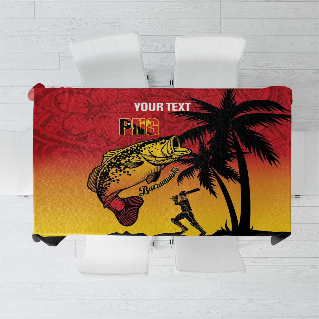 Custom Papua New Guinea Cricket Tablecloth PNG Barramundis LT14 Red - Polynesian Pride