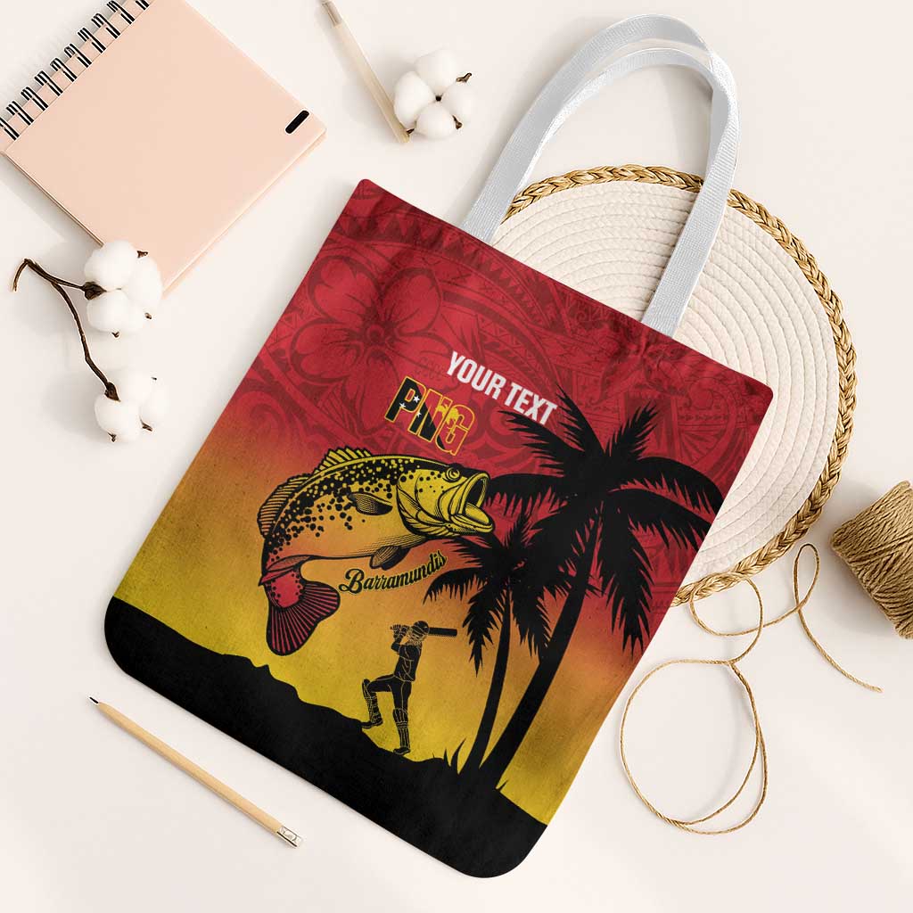 Custom Papua New Guinea Cricket Tote Bag PNG Barramundis - Polynesian Pride
