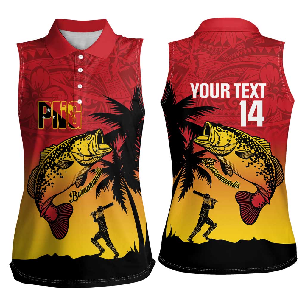 Custom Papua New Guinea Cricket Women Sleeveless Polo Shirt PNG Barramundis - Polynesian Pride