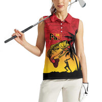 Custom Papua New Guinea Cricket Women Sleeveless Polo Shirt PNG Barramundis - Polynesian Pride