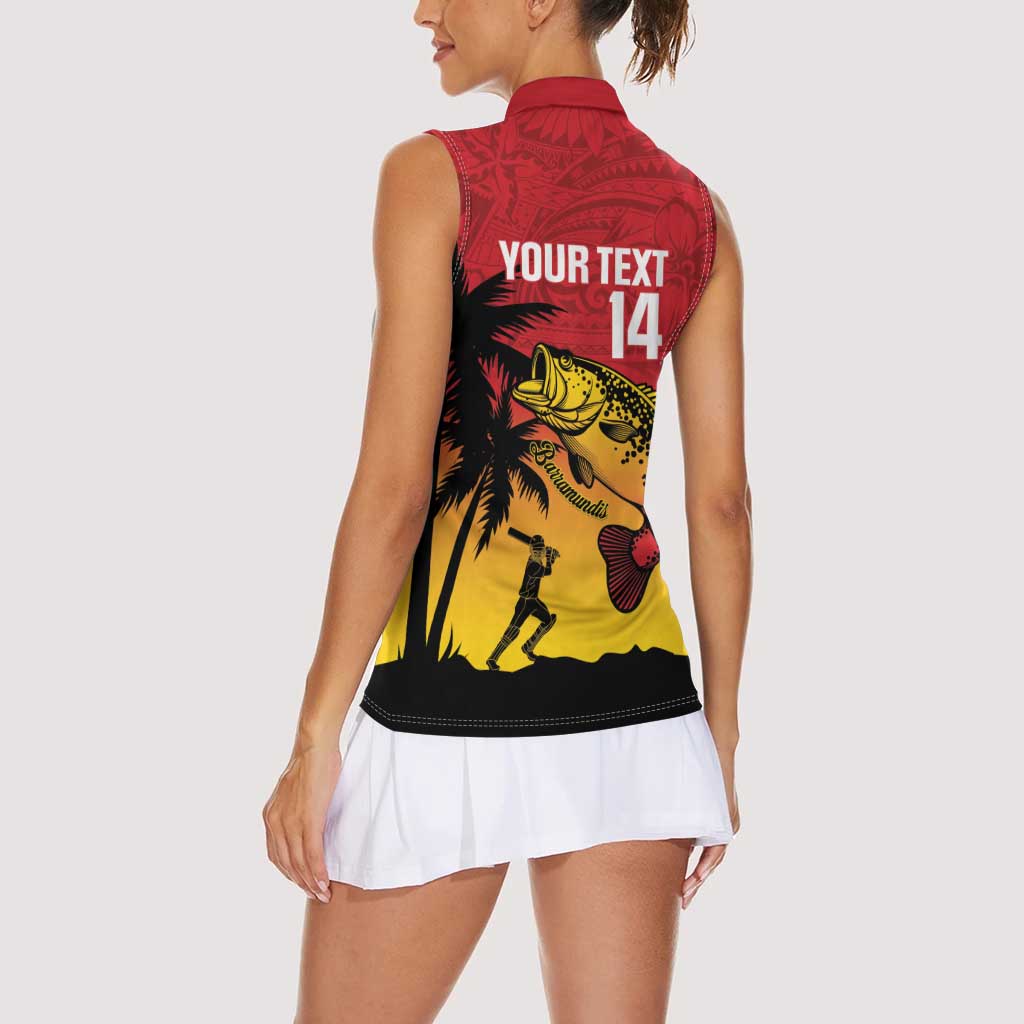 Custom Papua New Guinea Cricket Women Sleeveless Polo Shirt PNG Barramundis - Polynesian Pride
