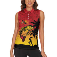 Custom Papua New Guinea Cricket Women Sleeveless Polo Shirt PNG Barramundis - Polynesian Pride