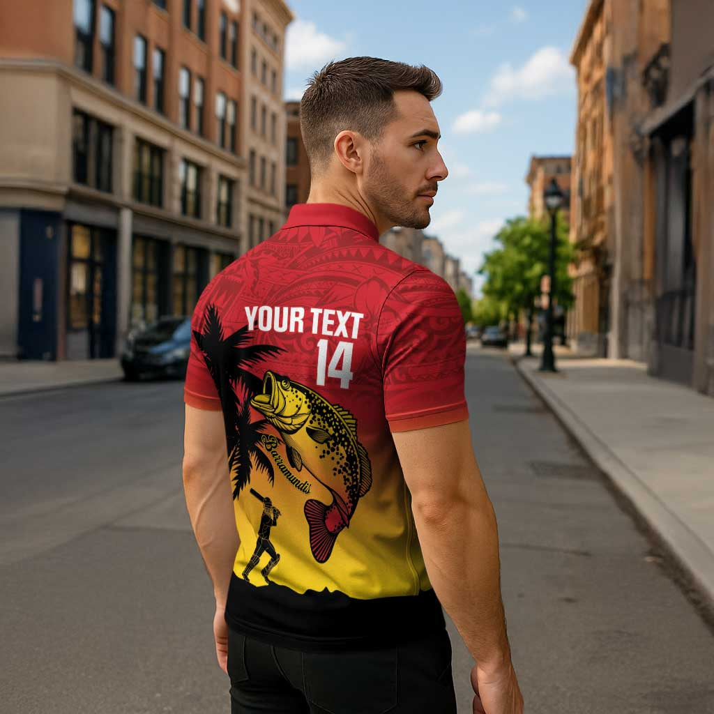Custom Papua New Guinea Cricket Zipper Polo Shirt PNG Barramundis LT14 - Polynesian Pride