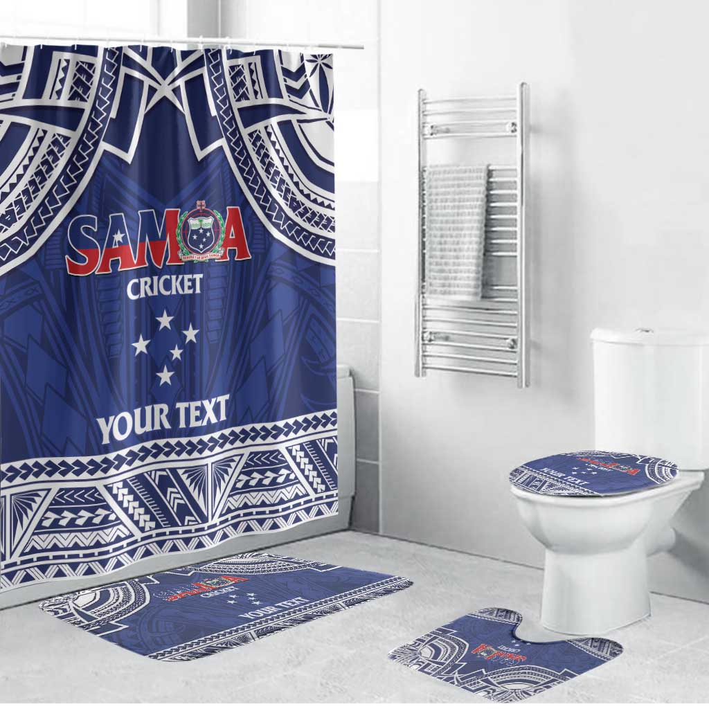 Custom Samoa Cricket Bathroom Set Go Champions Samoan LT14 Bathroom Set (4 pcs) Blue - Polynesian Pride