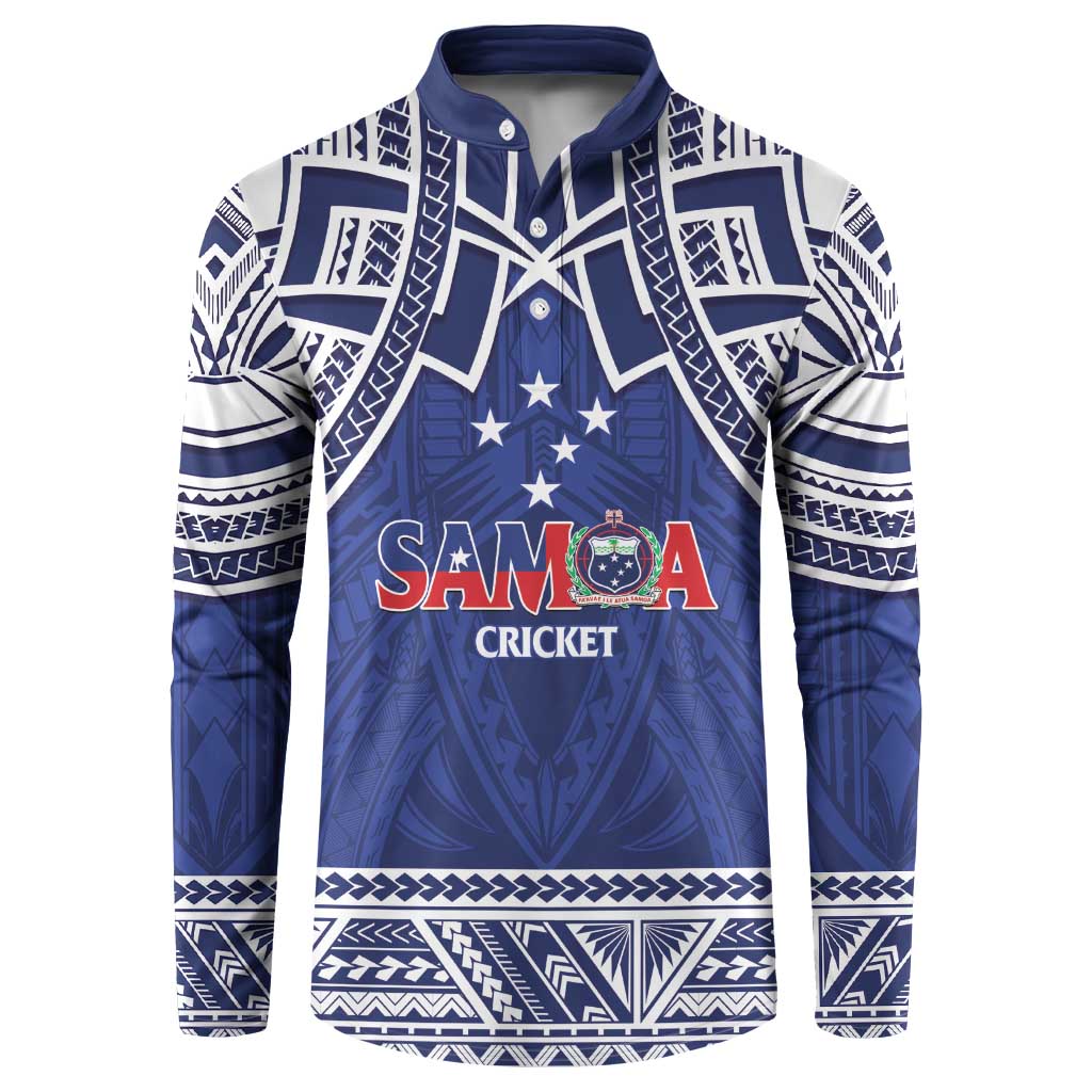 Custom Samoa Cricket Button Sweatshirt Go Champions Samoan LT14 Blue - Polynesian Pride