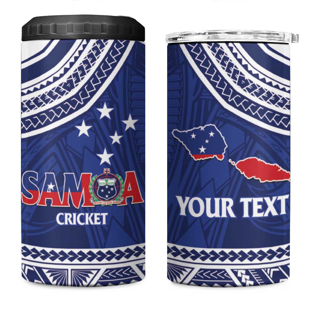 Custom Samoa Cricket 4 in 1 Can Cooler Tumbler Go Champions Samoan LT14 One Size: 16 oz Blue - Polynesian Pride