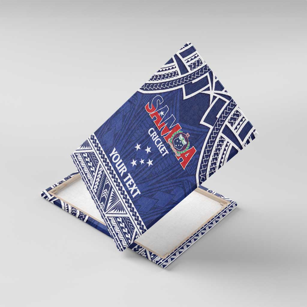 Custom Samoa Cricket Canvas Wall Art Go Champions Samoan LT14 With Frame Blue - Polynesian Pride