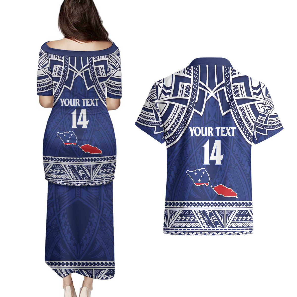 Custom Samoa Cricket Couples Matching Puletasi and Hawaiian Shirt Go Champions Samoan LT14 - Polynesian Pride