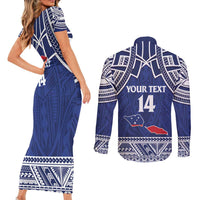 Custom Samoa Cricket Couples Matching Short Sleeve Bodycon Dress and Long Sleeve Button Shirt Go Champions Samoan LT14 - Polynesian Pride