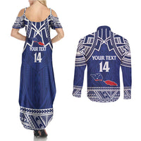Custom Samoa Cricket Couples Matching Summer Maxi Dress and Long Sleeve Button Shirt Go Champions Samoan LT14 - Polynesian Pride