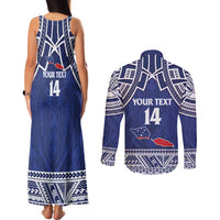 Custom Samoa Cricket Couples Matching Tank Maxi Dress and Long Sleeve Button Shirt Go Champions Samoan LT14 - Polynesian Pride