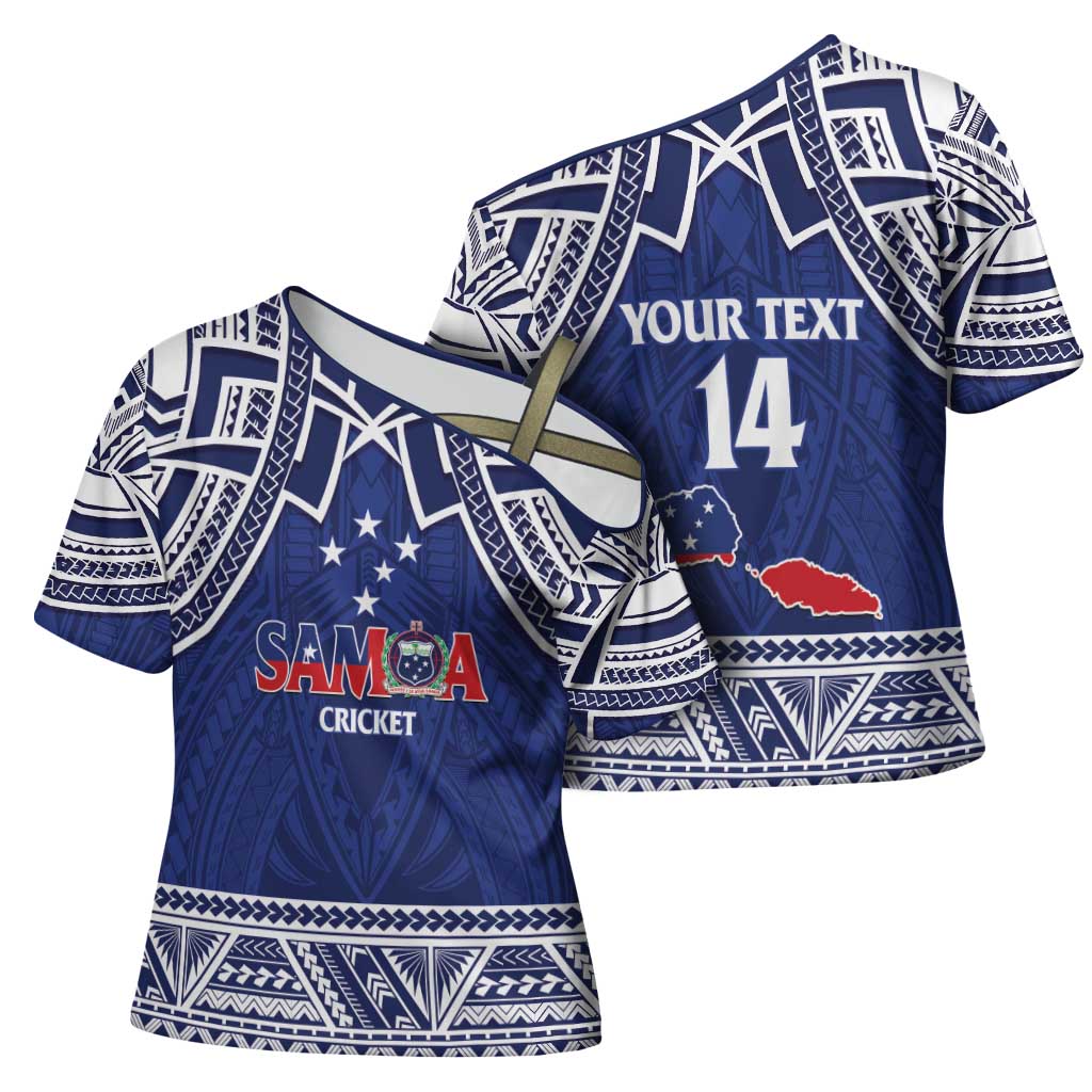 Custom Samoa Cricket Cross Shoulder Shirt Go Champions Samoan LT14 - Polynesian Pride