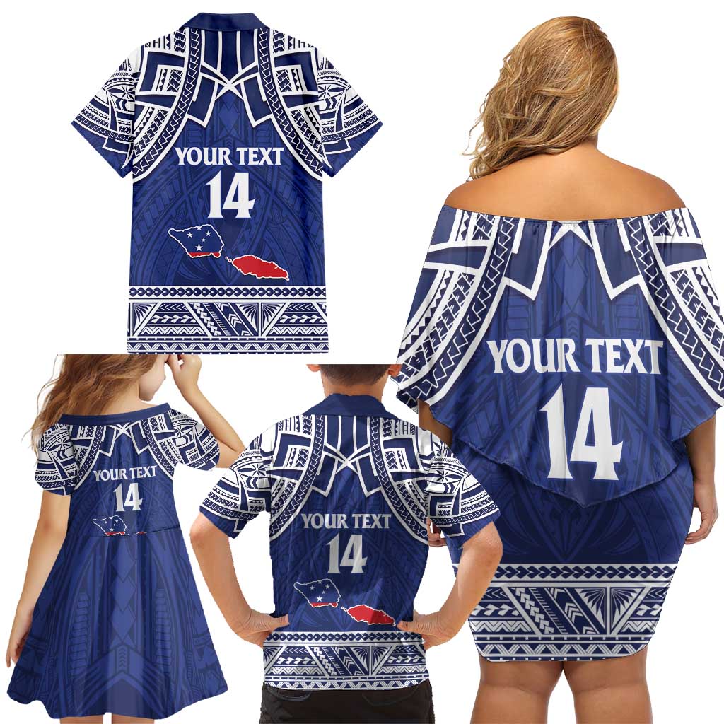 Custom Samoa Cricket Family Matching Off Shoulder Short Dress and Hawaiian Shirt Go Champions Samoan - Polynesian Pride